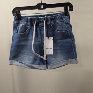 Black Label Women's Medium Blue Denim Drawstring Rolled-Hem Shorts